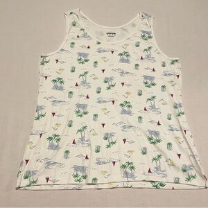 Lands End Mens Sleeveless Tank Top Size XL Palm Trees